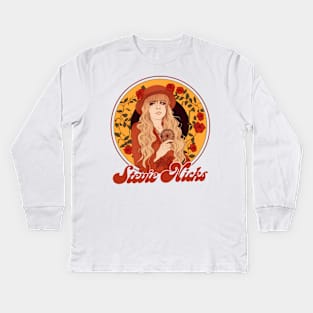 Stevie Nicks --- 70s Retro Fan Illustration Kids Long Sleeve T-Shirt